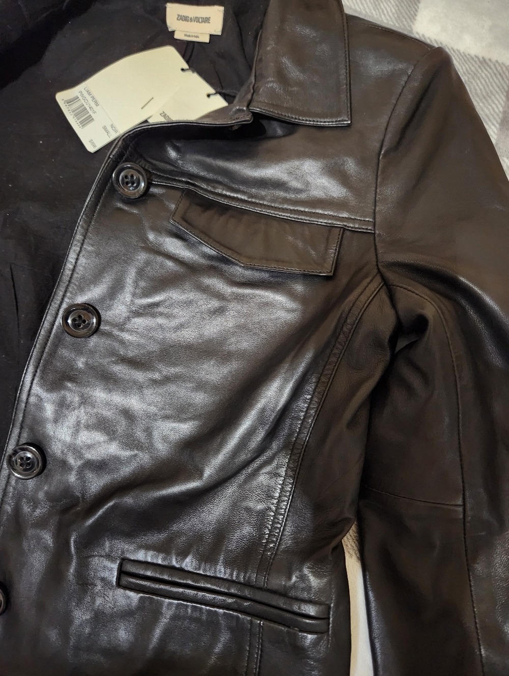Zadig & Voltaire Liam Lamb Leather Button Up Jacket Nwt Size Small - Picture 14 of 16